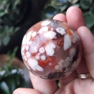 Carnelian & Flower Agate Crystal Sphere